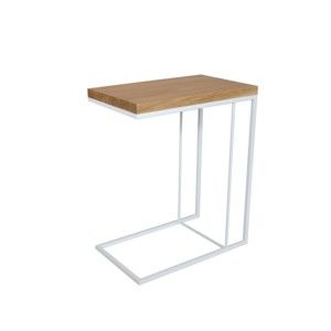 Bílý odkládací stolek s deskou z dubového dřeva take me HOME Felix, 50 x 30 cm