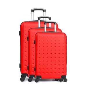 Sada 3 červených cestovních kufrů na kolečkách Hero Taurus