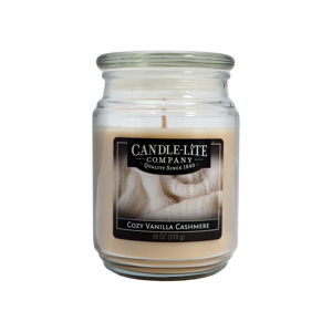 Vonná svíčka ve skle s vůní vanilky a kašmíru Candle-Lite, doba hoření až 110 hodin
