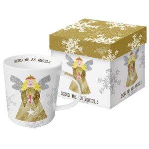 Hrnek z kostního porcelánu s vánočním motivem v dárkovém balení PPD Send Me An Angel, 350 ml