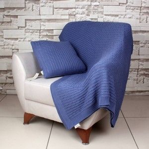 Modrá bavlněná deka Celma, 130 x 170 cm