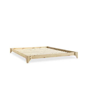 Dvoulůžková postel z borovicového dřeva s matrací a tatami Karup Design Elan Double Latex Natural Clear/Black, 160 x 200 cm