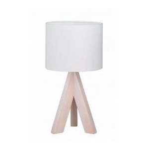 Bílá stolní lampa z přírodního dřeva a tkaniny Trio Ging, výška 31 cm