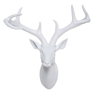 Bílá dekorativní busta ve tvaru jelena Kare Design Deer, 40 x 45 cm