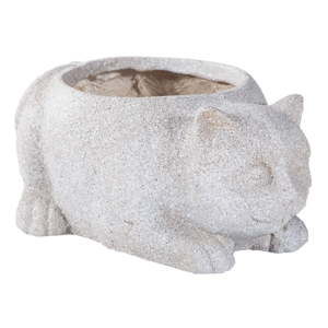 Květináč z cementu ve tvaru kočky Shaun Cat, délka 40 cm