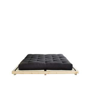 Dvoulůžková postel z borovicového dřeva s matrací a tatami Karup Design Dock Double Latex Natural Clear/Black, 180 x 200 cm