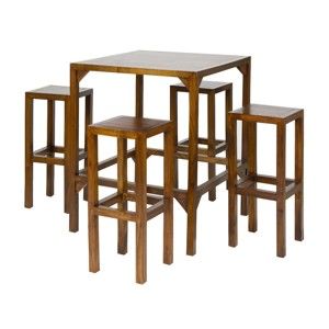Barový stolek se 4 židlemi ze dřeva mindi Santiago Pons Fabio
