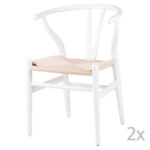 Sada 2 bílých  dřevěných jídelních židlí sømcasa Ada