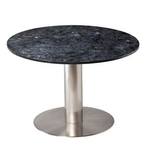 Černý žulový jídelní stůl s podnožím ve stříbrné barvě RGE Pepo, ⌀ 105 cm