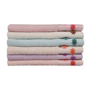 Sada 6 barevných ručníků z čisté bavlny Madame Coco Blueberry, 30 x 50 cm
