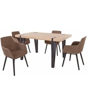 Set jídelního stolu a 4 hnědých jídelních židlí Støraa Shelia Buckley