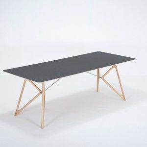 Jídelní stůl z masivního dubového dřeva s černou deskou Gazzda Tink, 220 x 90 cm