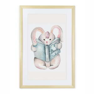 Obraz v dřevěném rámu Tanuki Bunny Reader, 60 x 40 cm
