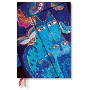 Diář na rok 2019 Paperblanks Blue Cats & Butterflies Horizontal, 13 x 18 cm