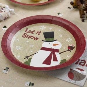 Sada 8 papírových talířů Neviti Let It Snow Snowman