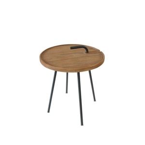 Odkládací stolek s deskou z teakového dřeva Miloo Home Lindo, ⌀ 42 cm