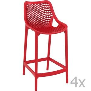 Sada 4 červených barových židlí Resol Grid, výška 65 cm