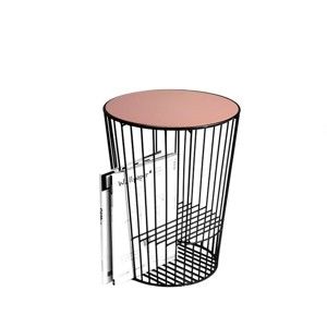 Růžovo-šedý Odkládací stolek z kovu s možností uložení časopisů HARTÔ Duo