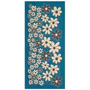 Modrý vysoce odolný kuchyňský koberec Webtappeti Margherite Avio, 55 x 115 cm