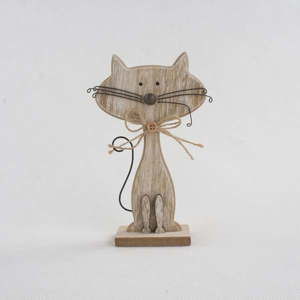 Dřevěná dekorace ve tvaru kočky Dakls Cats, výška 25 cm