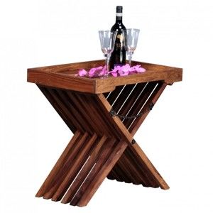 Skládací stolek z masivního palisandrového dřeva se snímatelnou deskou Skyport Leandra