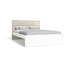 Bílá/přírodní dvoulůžková postel v dekoru dubu 160x200 cm Sahara – Marckeric