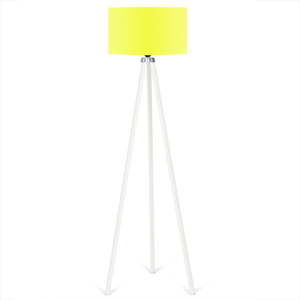 Bílá volně stojící lampa s neonově žlutým stínítkem Kate Louise Beyaz