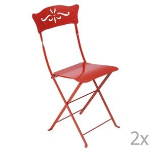 Sada 2 červených skládacích zahradních židlí Fermob Bagatelle