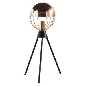 Černá stolní lampa s detaily v měděné barvě Geese Accent
