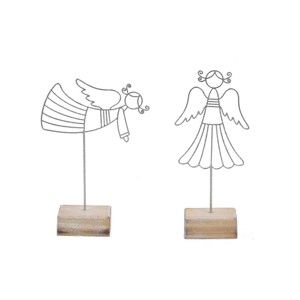 Sada 2 dekorativních kovových andělu ve stříbrné barvě Ego Dekor Maria, výška 23 cm