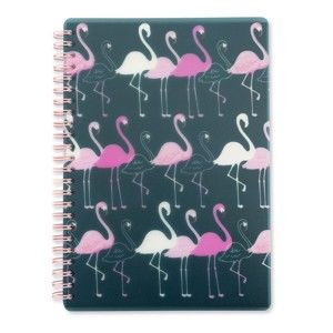 Tmavě modrý zápisník GO Stationery Flamingo