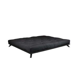 Dvoulůžková postel z borovicového dřeva s matrací Karup Design Senza Comfort Mat Black/Black, 140 x 200 cm