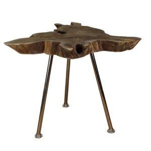 Odkládací stolek s deskou z teakového dřeva HSM collection Tribe, ⌀ 50 cm