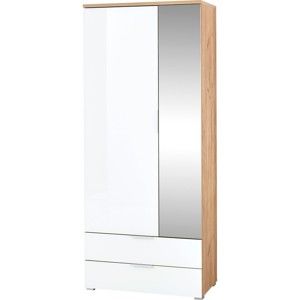Bílá šatní skříň v dekoru dubu se zrcadlem 84x196 cm Telde - Germania