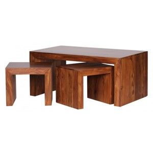 Konferenční stolek se 2 stoličkami z masivního palisandrového dřeva Skyport Betania