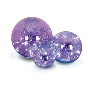 Sada 3 fialových dekorativních světelných skleněných koulí Naeve