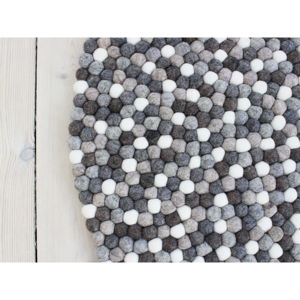 Šedo-bílý kuličkový vlněný koberec Wooldot Ball Rugs, ⌀ 200 cm