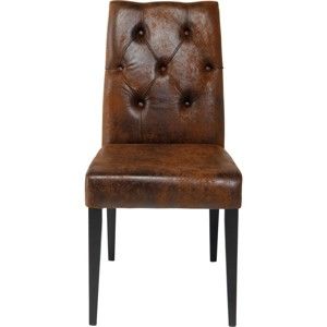 Sada 2 hnědých jídelních židlí s dekorativními knoflíky Kare Design Casual Buttons Vintage Padded