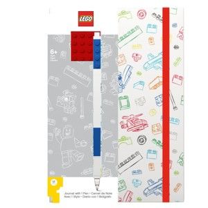 Červenobílý zápisník A5 s modrým perem LEGO®, 96 stran