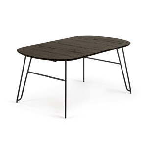 Tmavě hnědý rozkládací jídelní stůl s deskou v dekoru jasanového dřeva 100x170 cm Milian – Kave Home