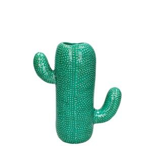 Zelená kameninová váza ve tvaru kaktusu HF Living, 20 x 22 cm