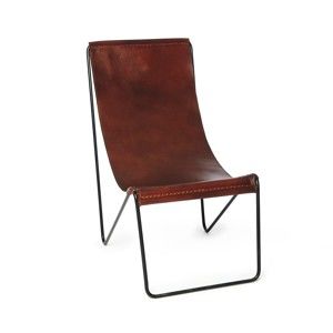 Hnědá židle z pravé kůže Simla Leather