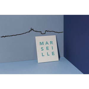Černá nástěnná dekorace se siluetou města The Line Marseille XL