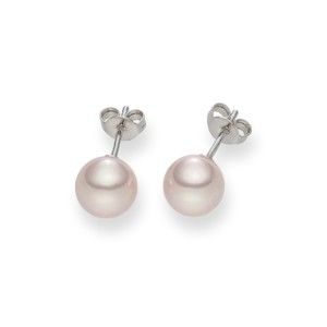 Růžové perlové náušnice Pearls of London Mystic