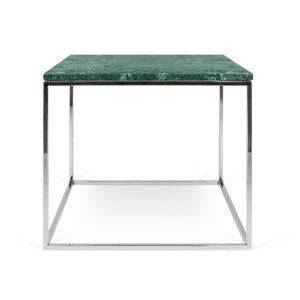 Zelený mramorový konferenční stolek s chromovými nohami TemaHome Gleam, 50 cm