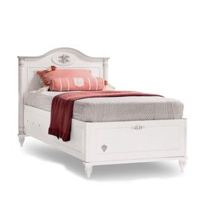 Bílá jednolůžková postel s úložným prostorem Romantica Bed With Base, 90 x 190 cm