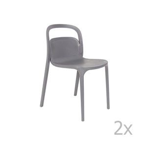 Sada 2 šedých židlí White Label Rex