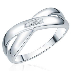 Stříbrný prsten s pravým diamantem Tess Diamonds Laura, vel. 58