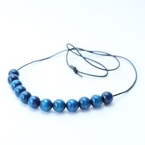 Tmavě modrý dřevěný dlouhý náhrdelník Ko-ra-le Long