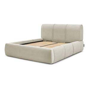 Béžová čalouněná dvoulůžková postel s úložným prostorem s roštem 180x200 cm Vernon – Bobochic Paris